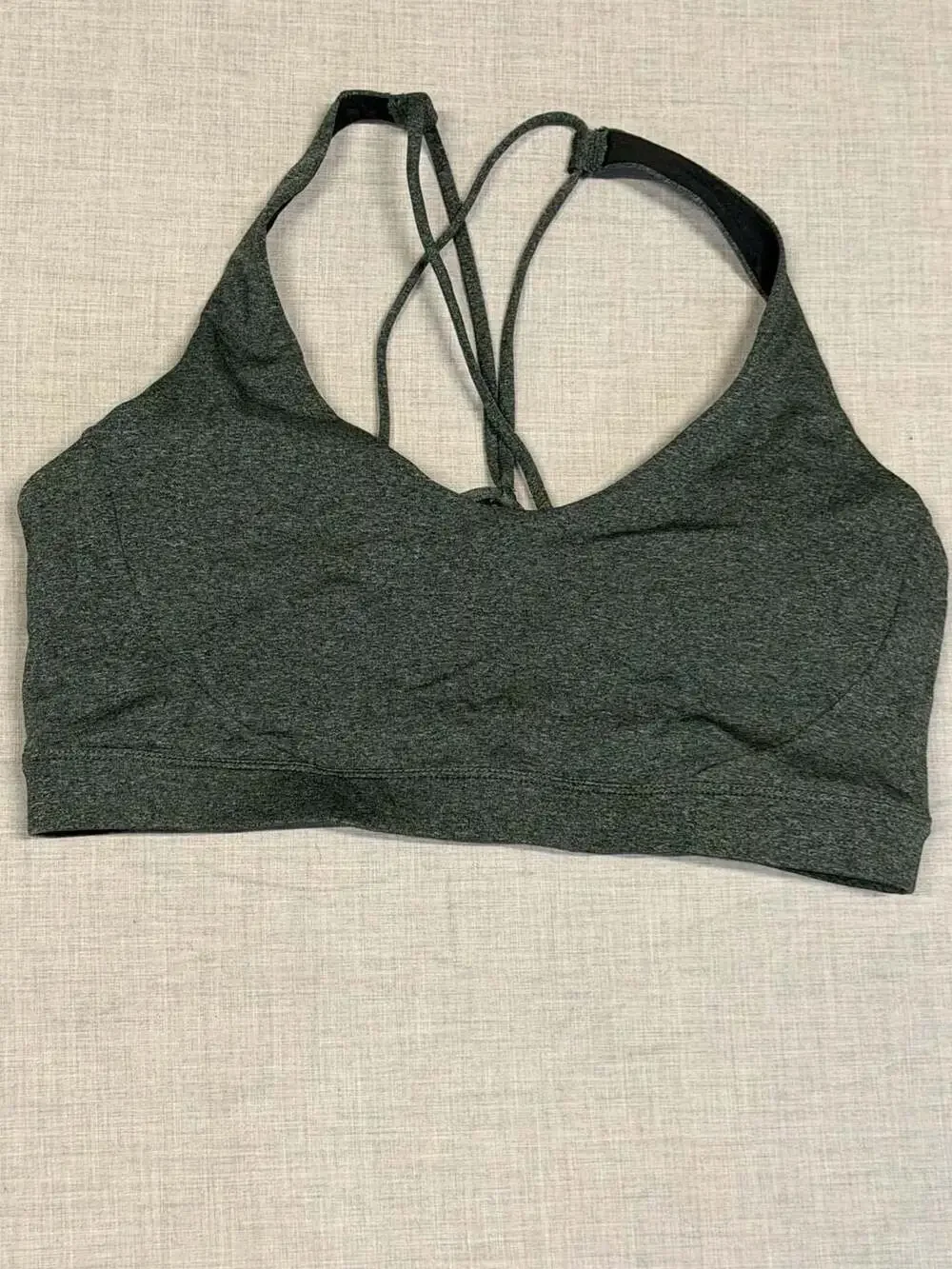 prAna Women's Heathered Green Strappy Yoga Sports Bra